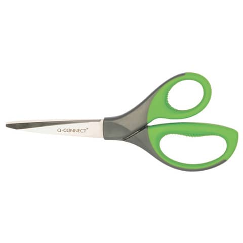 Forbici universali in blister Q-Connect Elite Softgrip lame 21 cm asimmetriche grigio/verde – KF03987