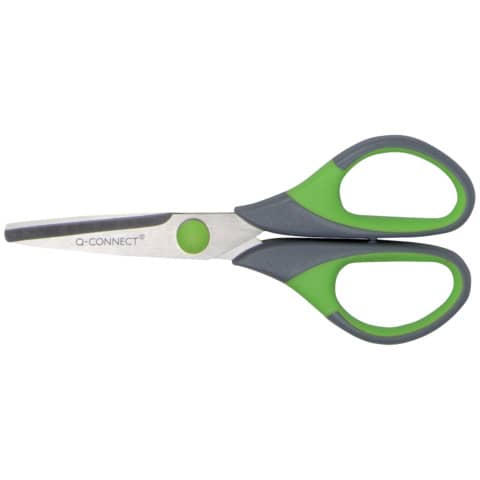 Forbici in blister Q-Connect Softgrip lame simmetriche grigio/verde 14 cm KF00752