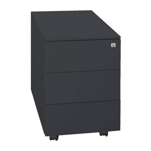 Cassettiera in metallo KUBO 3 con ruote – 40x59x54 cm nero 3903 N