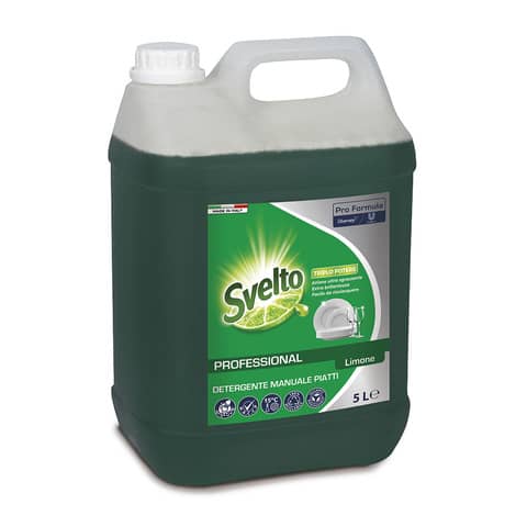 Detergente per stoviglie Svelto Più Limone Professionale – verde – tanica 5 litri – 7522663
