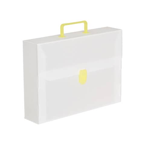 Valigetta portadocumenti Favorit a una chiusura polionda cannettato bianco trasparente 27×38 cm dorso 8 cm – 10050