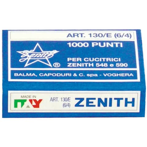Punti metallici ZENITH 130/E 6/4  conf. 1000 punti – 0311301401