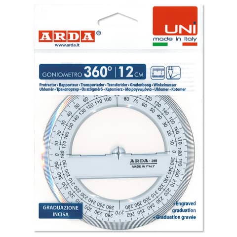 Goniometro ARDA Linea Uni plastica termoresistente fumé ottico trasparente 360° 12 cm – 285SS