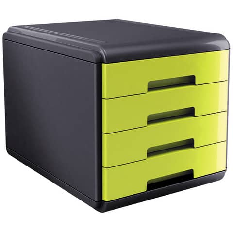Cassettiera 4 cassetti ARDA Mydesk polistirolo e materiale infrangibile grigio/verde – 18P4PV