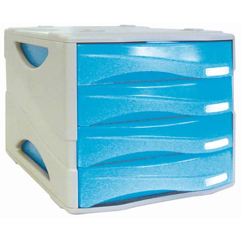 Cassettiera 4 cassetti ARDA Smile polistirolo antiurto e materiale infrangibile grigio/azzurro – TR15P4PBL