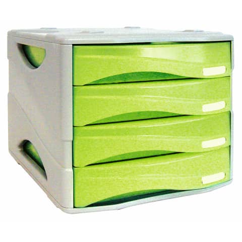 Cassettiera 4 cassetti ARDA Smile polistirolo antiurto e materiale infrangibile grigio/verde – TR15P4PV