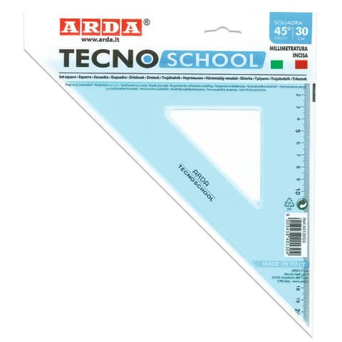 Squadra ARDA Linea Tecnoschool polistirolo termoresistente azzurro trasparente 45° cm 30 – 40130SS