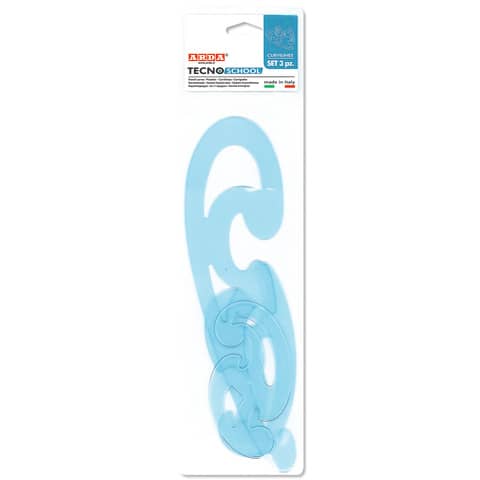 Set curvilinee ARDA Serie Tecnoschool polistirolo termoresistente azzurro trasparente  Conf. 3 pezzi – 41200
