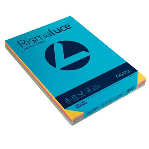 Carta colorata Favini Rismaluce colori forti 90 g/m² A3 mix 8 colori Risma da 300 fogli – A66X313