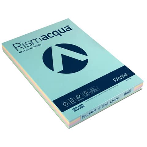 Carta colorata Favini Rismacqua colori tenui 90 g/m² A3 mix 5 colori 300 fogli – A66X323