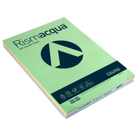 Carta colorata Favini Rismacqua colori tenui 140 g/m² A3 mix 5 colori – Risma da 200 fogli – A65X223