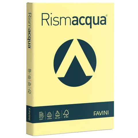 Carta colorata Favini Rismacqua colori tenui 140 g/m² A4 giallo chiaro Risma da 200 fogli – A652204