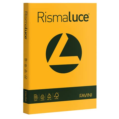 Carta colorata Favini Rismaluce colori forti 200 g/m² A4 giallo oro 52 – Risma da 125 fogli – A67H104