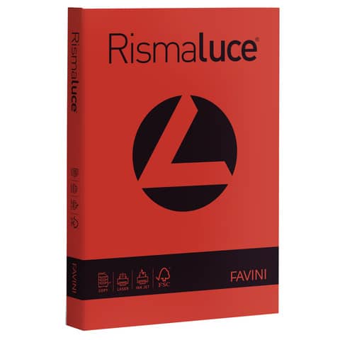Carta colorata Favini Rismaluce colori forti 200 g/m² A4 scarlatto 61 – Risma da 125 fogli – A67C104