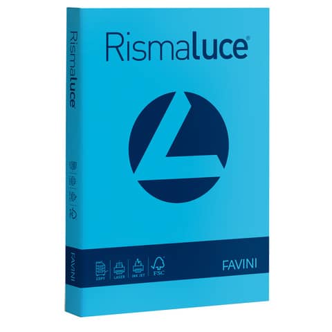 Carta colorata Favini Rismaluce colori forti 200 g/m² A4 azzurro 55 – Risma da 125 fogli – A67G104