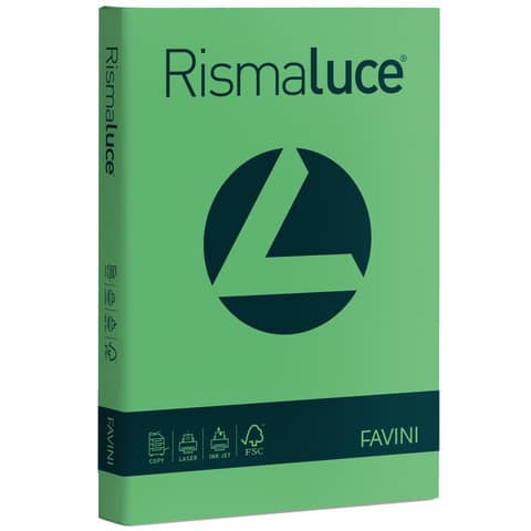 Carta colorata Favini Rismaluce colori forti 200 g/m² A4 verde 60 – Risma da 125 fogli – A67D104
