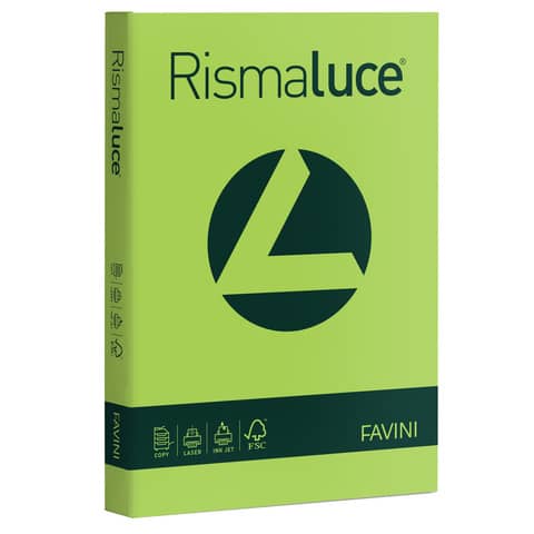 Carta colorata Favini Rismaluce colori forti 200 g/m² A4 pistacchio – Risma da 125 fogli – A67M104