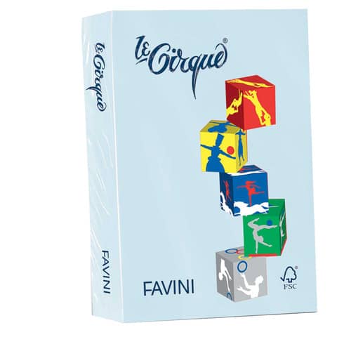 Carta colorata FAVINI LE CIRQUE per tutte le tecnologie di stampa 80 g/m² A4 celeste 101  500 fogli – A71T504