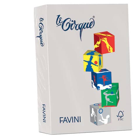 Carta colorata FAVINI LE CIRQUE per tutte le tecnologie di stampa 80 g/m² A4 grigio 109  500 fogli – A71U504