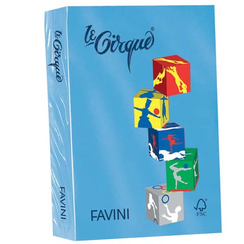 Carta colorata FAVINI LE CIRQUE per tutte le tecnologie di stampa 80 g/m² A4 azzurro reale 204  500 fogli – A71G504