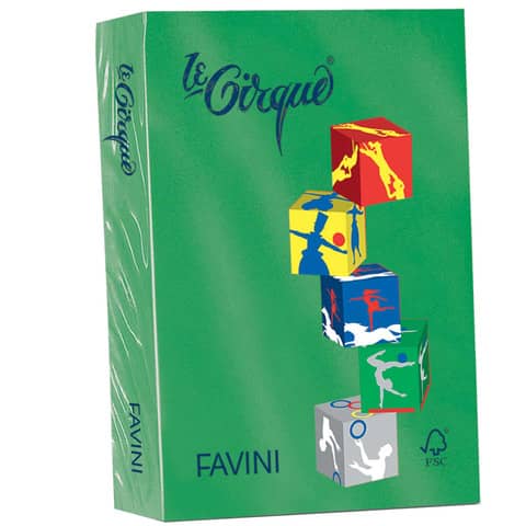 Carta colorata FAVINI LE CIRQUE per tutte le tecnologie di stampa 80 g/m² A4 verde bandiera 208  500 fogli – A71D504