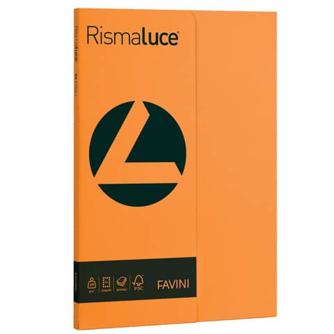 Carta colorata Favini Rismaluce colori forti 200 g/m² A4 arancio 56 Risma da 50 fogli – A69E544