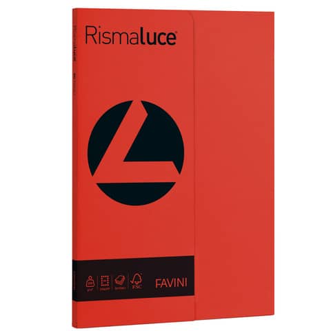 Carta colorata Favini Rismaluce colori forti 200 g/m² A4 scarlatto 61 Risma da 50 fogli – A69C544