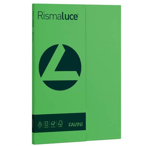 Carta colorata Favini Rismaluce colori forti 200 g/m² A4 verde 60 – Risma da 50 fogli – A69D544