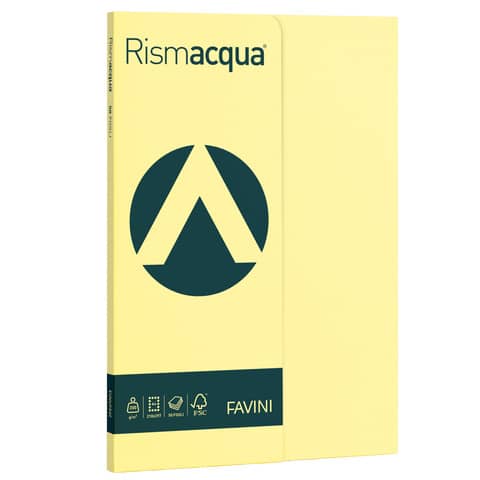 Carta colorata Favini Rismacqua colori tenui 200 g/m² A4 giallo chiaro 07 – Risma 50 fogli – A692544