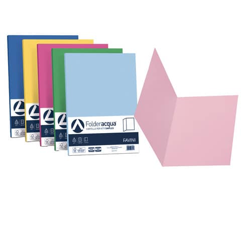 Cartellina semplice FAVINI FOLDER S cartoncino Simplex Luce&Acqua 200 g/m² 25x34cm mix 5 colori conf. 50 – A50X664