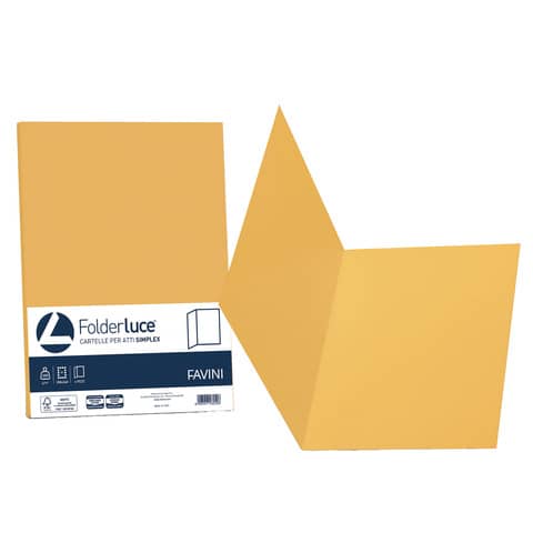 Cartellina semplice FAVINI FOLDER S cartoncino Simplex Luce&Acqua 200 g/m² 25x34cm giallo oro 52  conf.50 – A50H664