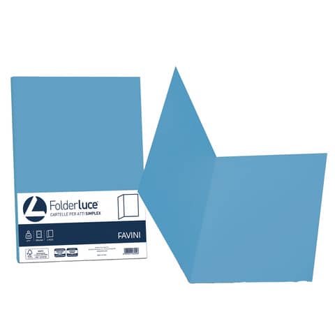 Cartellina semplice FAVINI FOLDER S cartoncino Simplex Luce&Acqua 200 g/m² 25x34cm azzurro 55  conf.50 – A50G664