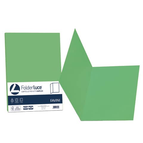 Cartellina semplice FAVINI FOLDER S cartoncino Simplex Luce&Acqua 200 g/m² 25x34cm verde 60  conf.50 – A50D664