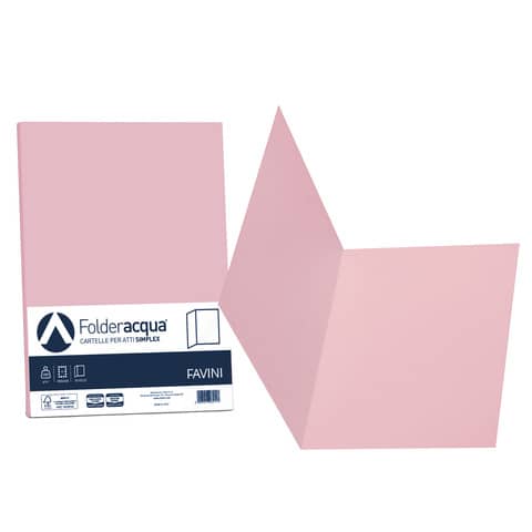 Cartellina semplice FAVINI FOLDER S cartoncino Simplex Luce&Acqua 200 g/m² 25x34cm rosa 10  conf.50 – A50S664