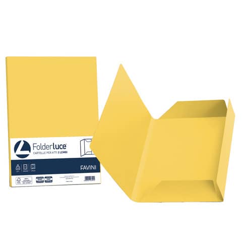 Cartellina 3 lembi Favini FOLDER 3L Luce&Acqua 200 g/m² 24,5×34,5cm giallo sole 53 conf.25 – A50B434