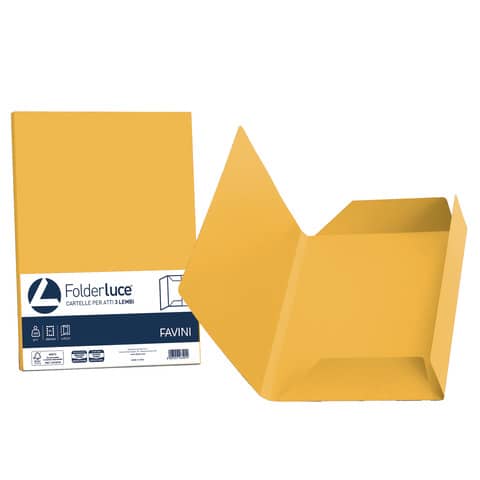 Cartellina 3 lembi Favini FOLDER 3L Luce&Acqua 200 g/m² 24,5×34,5cm giallo oro 52 conf.25 – A50H434