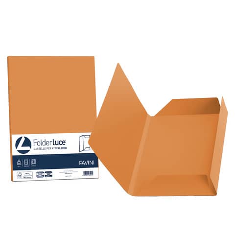 Cartellina 3 lembi Favini FOLDER 3L Luce&Acqua 200 g/m² 24,5×34,5cm arancio 56 conf.25 – A50E434