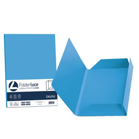Cartellina 3 lembi Favini FOLDER 3L Luce&Acqua 200 g/m² 24,5×34,5cm azzurro 55 conf.25 – A50G434