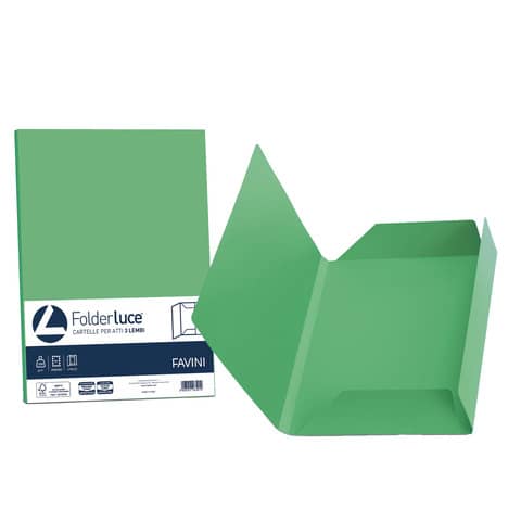 Cartellina 3 lembi Favini FOLDER 3L Luce&Acqua 200 g/m² 24,5×34,5 cm verde 60  conf.25 – A50D434