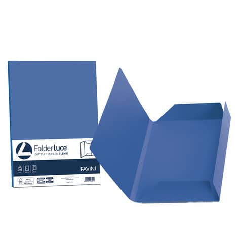 Cartellina 3 lembi Favini FOLDER 3L Luce&Acqua 200 g/m² 24,5×34,5cm blu prussia 62 conf.25 – A50K434