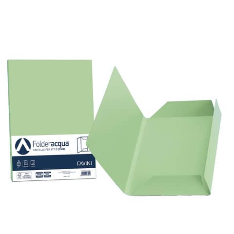 Cartellina 3 lembi Favini FOLDER 3L Luce&Acqua 200 g/m² 24,5×34,5cm verde chiaro 09 conf.25 – A50P434