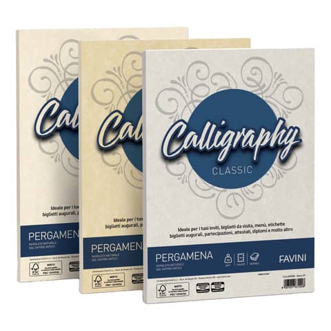 Carta pergamena FAVINI Calligraphy per lettere da stampare, finitura liscia 90 g/m² A4 naturale 06  50 fogli – A69Q204