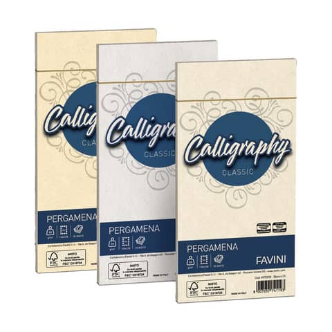 Buste per carta da lettere da stampare Favini Calligraphy Liscio 90 g/m² 11x22cm naturale 06 25buste – A57Q203