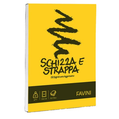 Album da disegno Favini SCHIZZA&STRAPPA in carta naturale liscia 50 g/m² 10,5×14,8cm (A6) -150fg – A200706