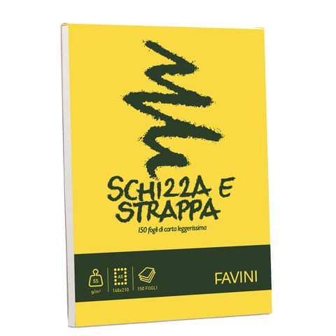 Album da disegno Favini SCHIZZA&STRAPPA in carta naturale liscia 50 g/m² 14,8x21cm (A5) -150fg – A200705