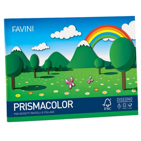 Album da disegno FAVINI PRISMACOLOR in cartoncino monoruvido 5 colori assortiti 128 g/m² 24x33cm – A12X244