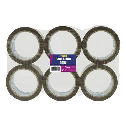 Nastro adesivo da imballo SYROM formato 50 mm x 66 m – materiale ppl avana conf. 6 pezzi – 3596