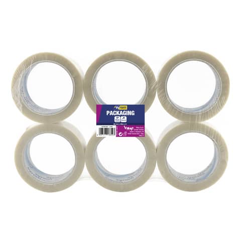 Nastro adesivo da imballo SYROM 50 mm x 66 mt in PPL rumoroso trasparente Conf. 6 pezzi – 3852