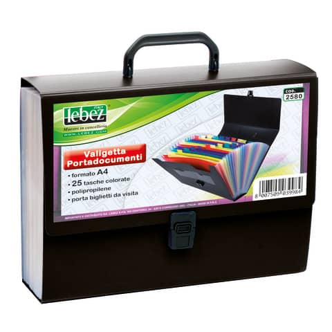 Valigetta portadocumenti Lebez 33×24,5×8 cm 25 scomparti ass. blu, nero e rosso 2580