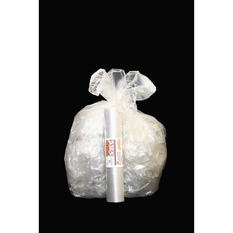 Sacchi immondizia per rifiuti inorganici Rolsac 27 L 50×60 cm – 16 µm trasparente – rotolo da 20 pezzi – 10244